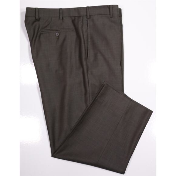 Zanella Todd Dark Green Flat Front Wool Dress Pants Trousers 38x26 - Picture 1 of 7